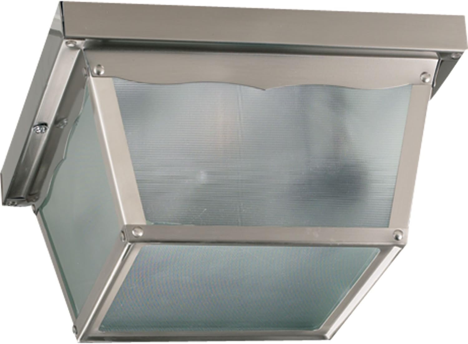 Quorum 3080-9-65 9.25 Inch Two Light Outdoor Cage Flush Mount, Satin Nickel Finish with Mist Lite Glass