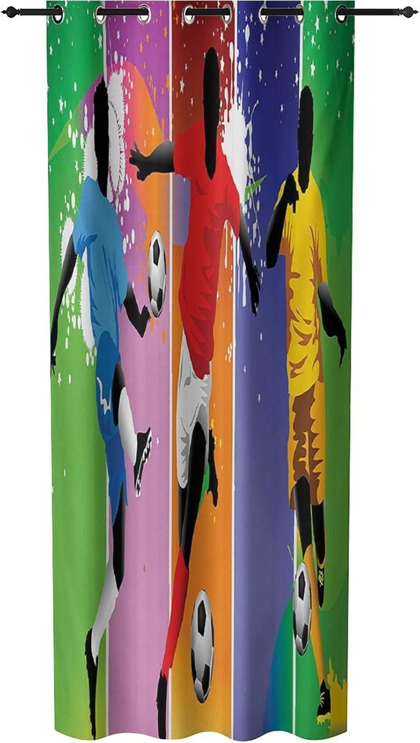 Blackout Doorway Curtains for Closet, Soccer Privacy Door Curtain, Four Player Different Field Positions League Men Modern Print Classic Screens Curtain, 1 Panel 51 x 78 inches, for Bay Window