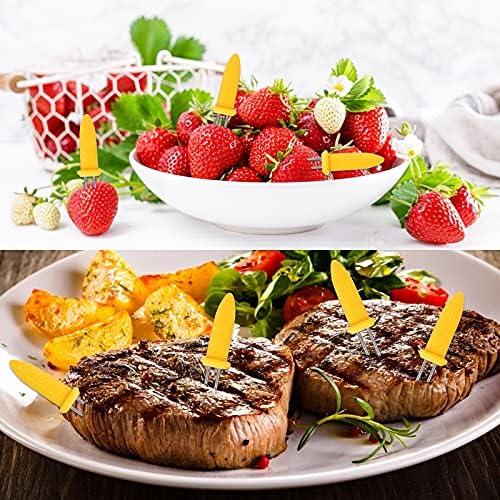 TOPBELIEF 20Pcs Corn Cob Forks, Stainless Steel Corn on the Cob Skewers, Sweetcorn Prongs Corn Cob Forks, Interlocking Corn Holders with Silicone Handle for BBQ, Picnics and Camping