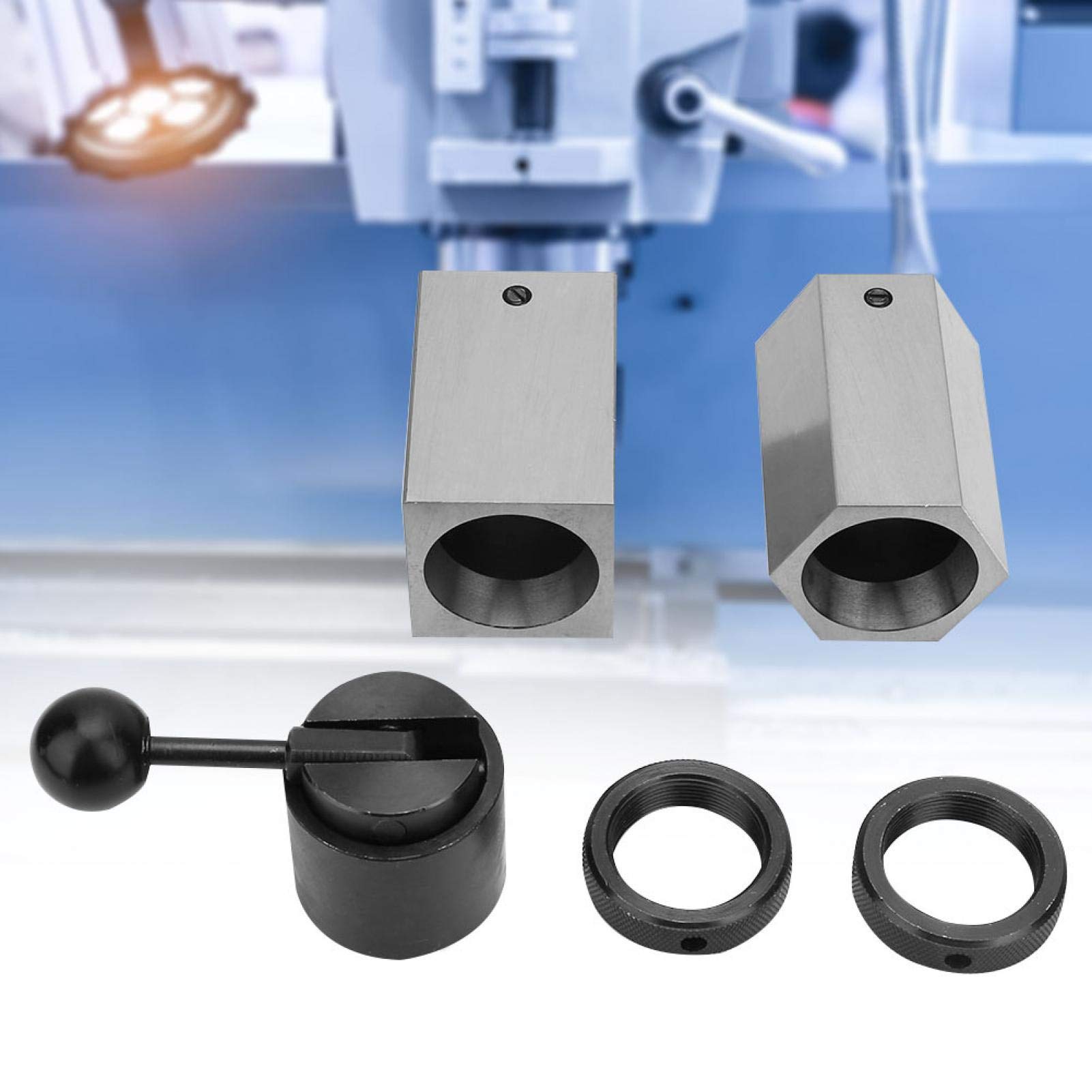 Bloque de pinza 5C, conjunto de bloque de pinza 5C Anillos cuadrados hexagonales y soporte de cierre de pinza para fresadoras Tornos