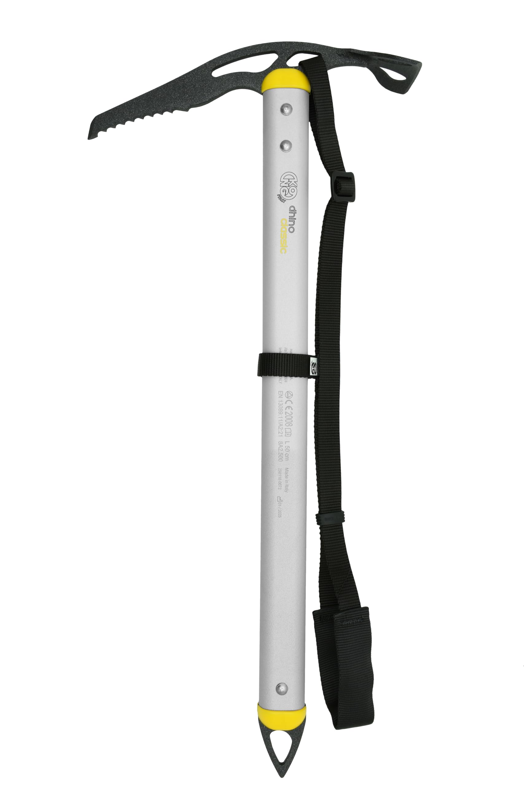 Kong. Dhino Classic. Piccozza da Alpinismo. Corpo in Alluminio Leggero, Becca e Puntale in Acciaio Zincato. Grip Superiore. Certificata CE EN 13089/1. Made in Italy.