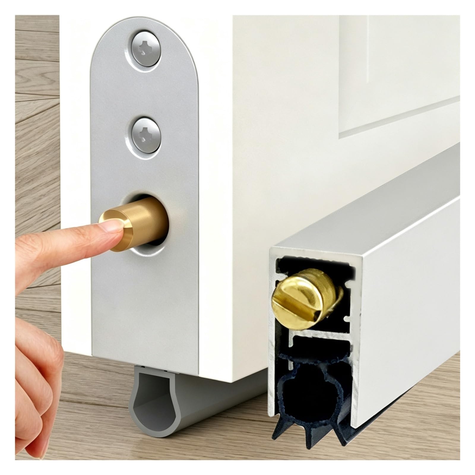 Burlete inferior puerta empotrado automático plata tornillos
