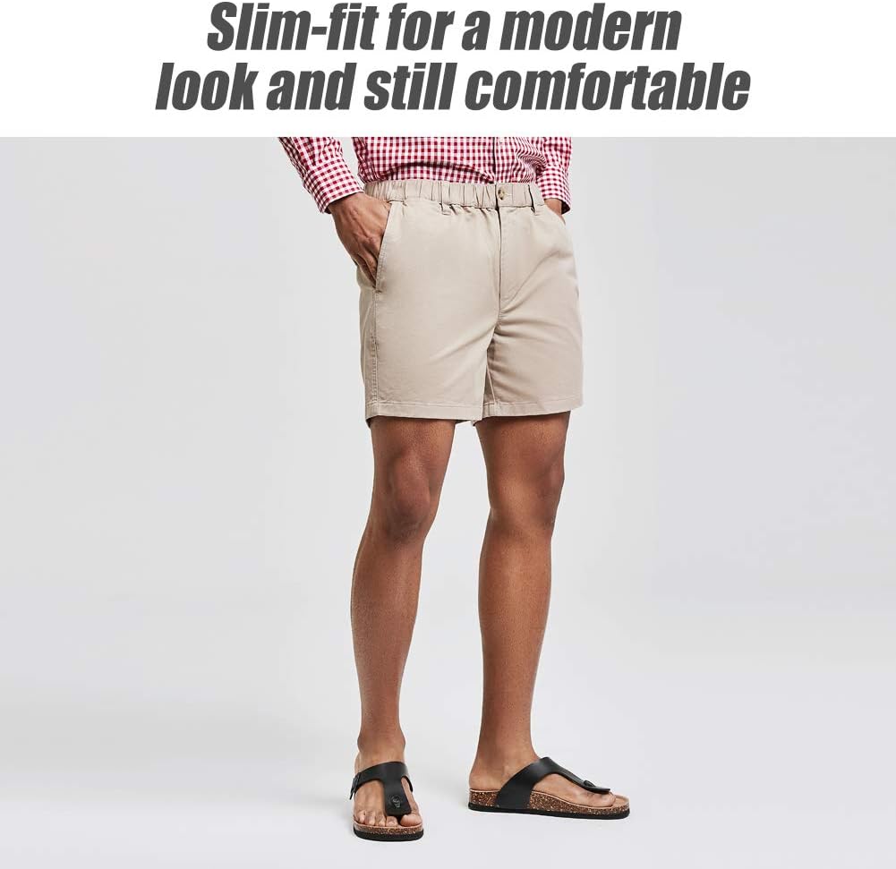 maamgic Men's Classic-fit 5.5" Cotton Casual Shorts Elastic Waistband with Multi-Pocket Daily Wear Walking Summer Outfit - Image 3