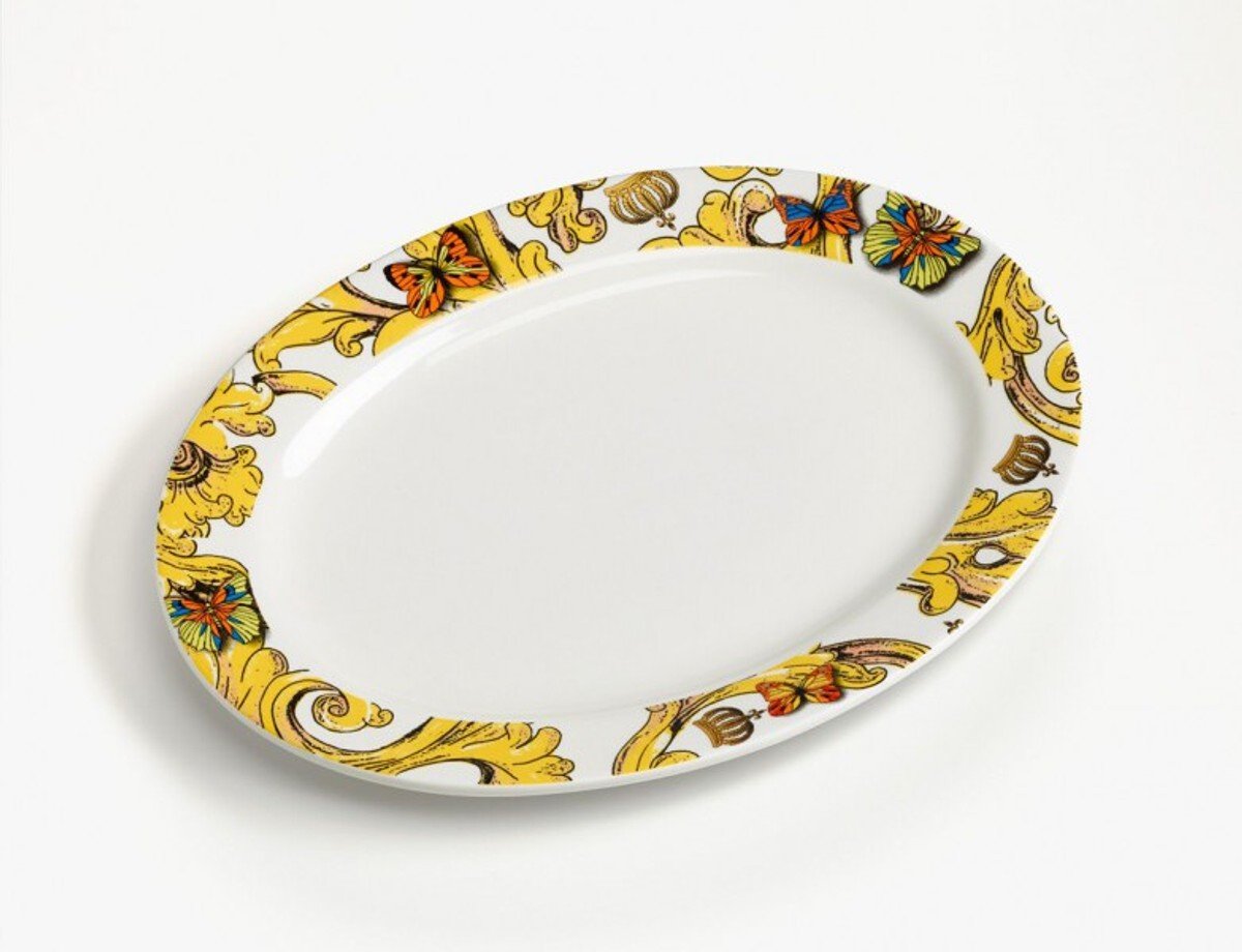 Casa Padrino Harald Glööckler Porzellan Platte Oval 26, Luxus Bleistift Von Barock Dekoration, 5 X 19, Cm