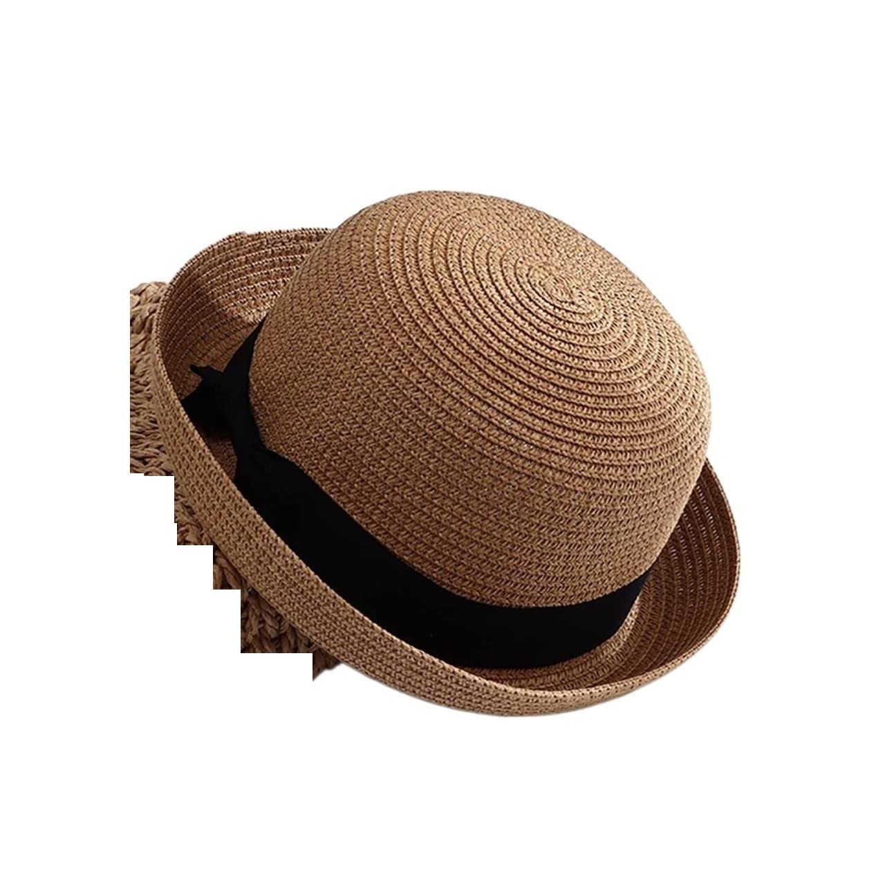 Accessorio Capelli Cappello di paglia con fiocco estivo Protezione UV da sole spiaggia donna in tweed Interno Ed Esterno