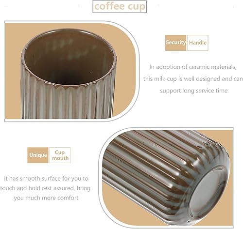 Miniatura 3 de LIFKOME Tazas de té de cerámica, tazas de café, estilo chino o japonés, taza de leche de porcelana, sin asas, vaso de bebidas vintage a rayas para