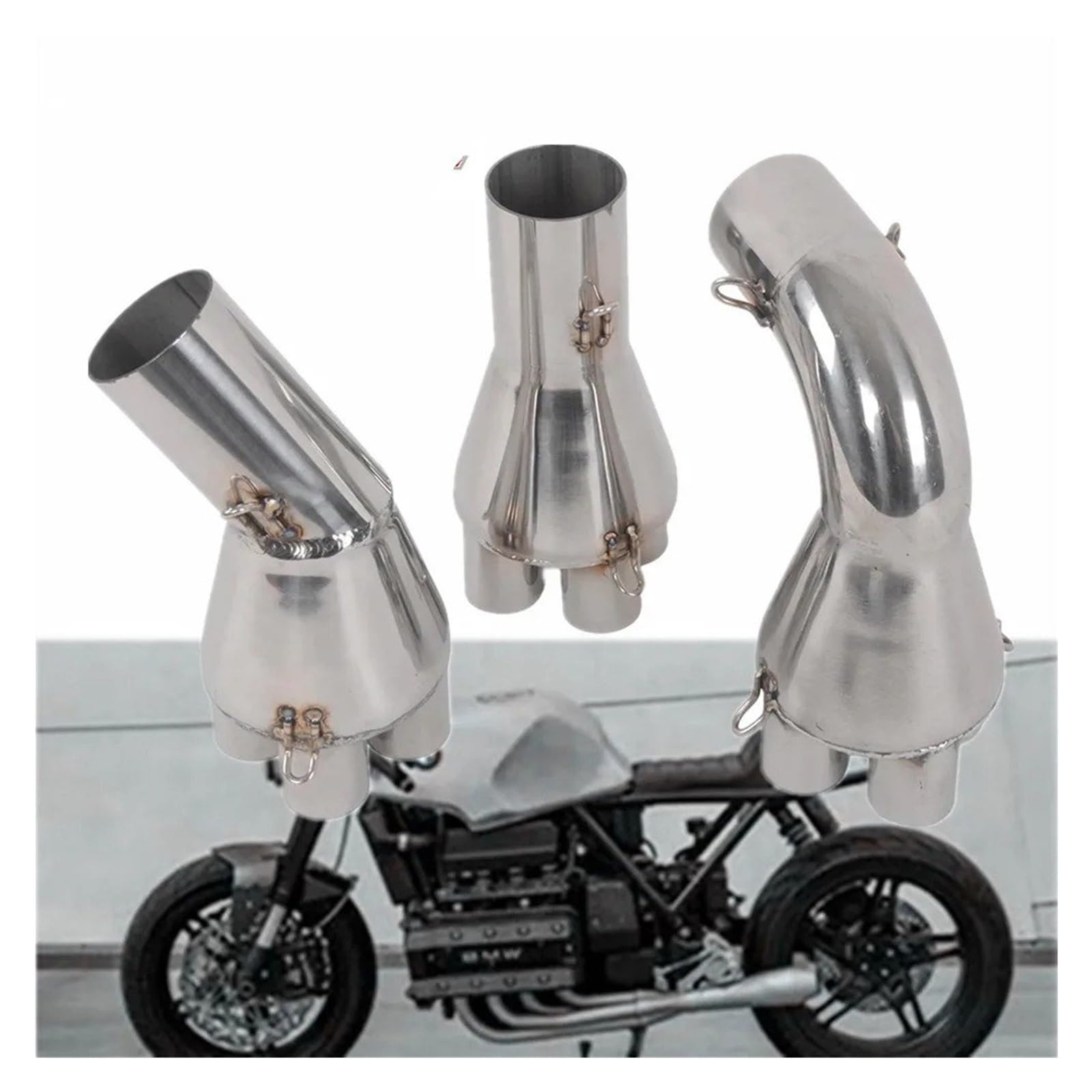 Silenziatore Scarico Moto Per BMW K75 K100 K100RS K1100 K 75 100 1100 RS Adattatore Tubo Scarico In Acciaio Inossidabile Aggiornamento Collettore 4 In 1 Moto Cafe Racer(B)