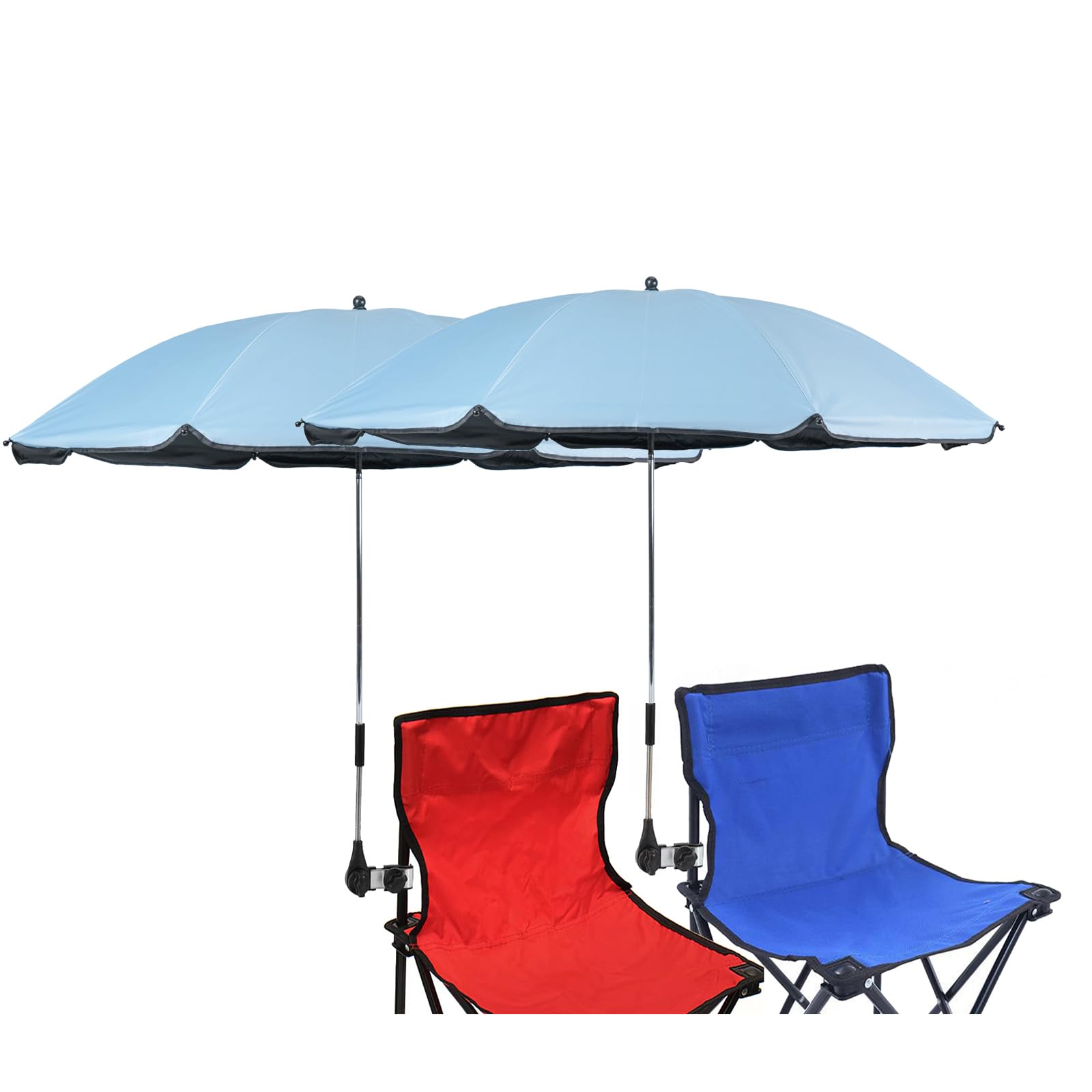GRADNMEI 2 Pack Beach Chair Umbrella with Clamp,46 inches Clip on Parasol for Patio,Wheelchairs,Golf Carts (L-Blue 2 pack) — image 1