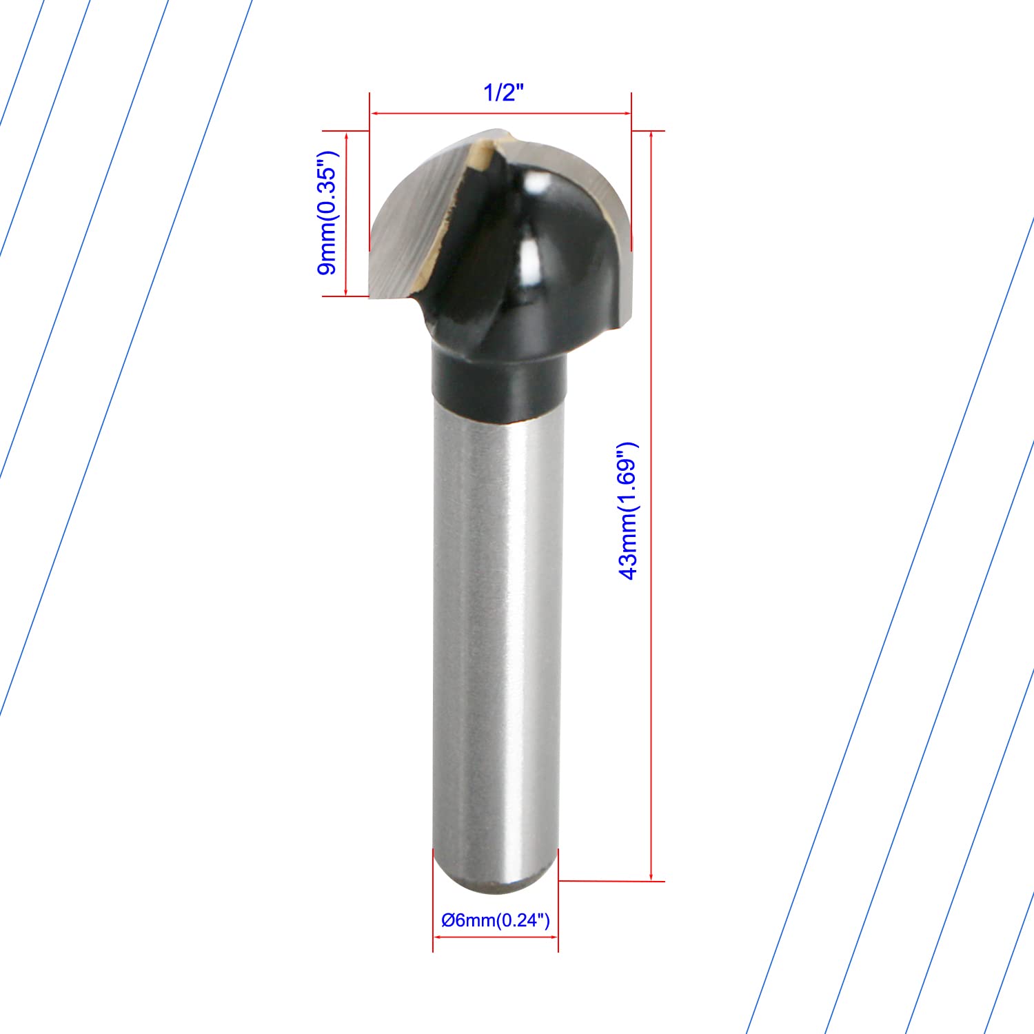 Router Bits Core Box 2-Piece Set - 1/4 Inch Round Nose Carbide Tip ...
