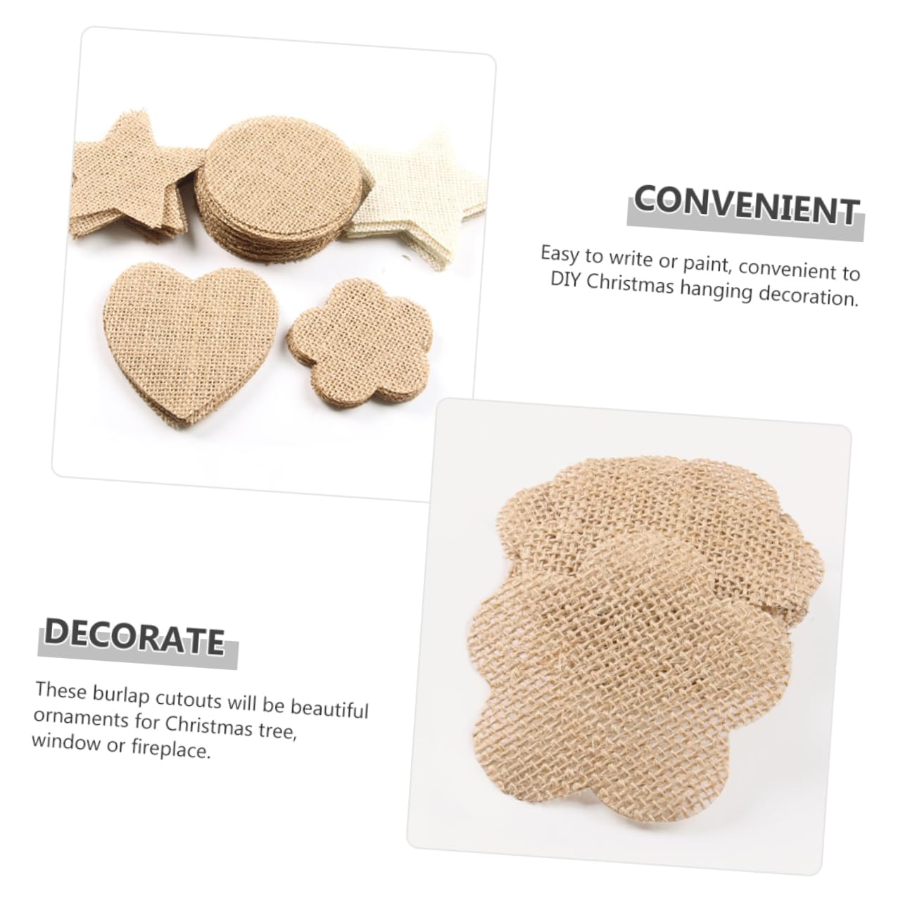 VILLCASE 100piezas Adornos De Navidad De Colgantes Para Árbol De Navidad Decoraciones De Burlap Para Manualidades y Bodas Para y Personalizar