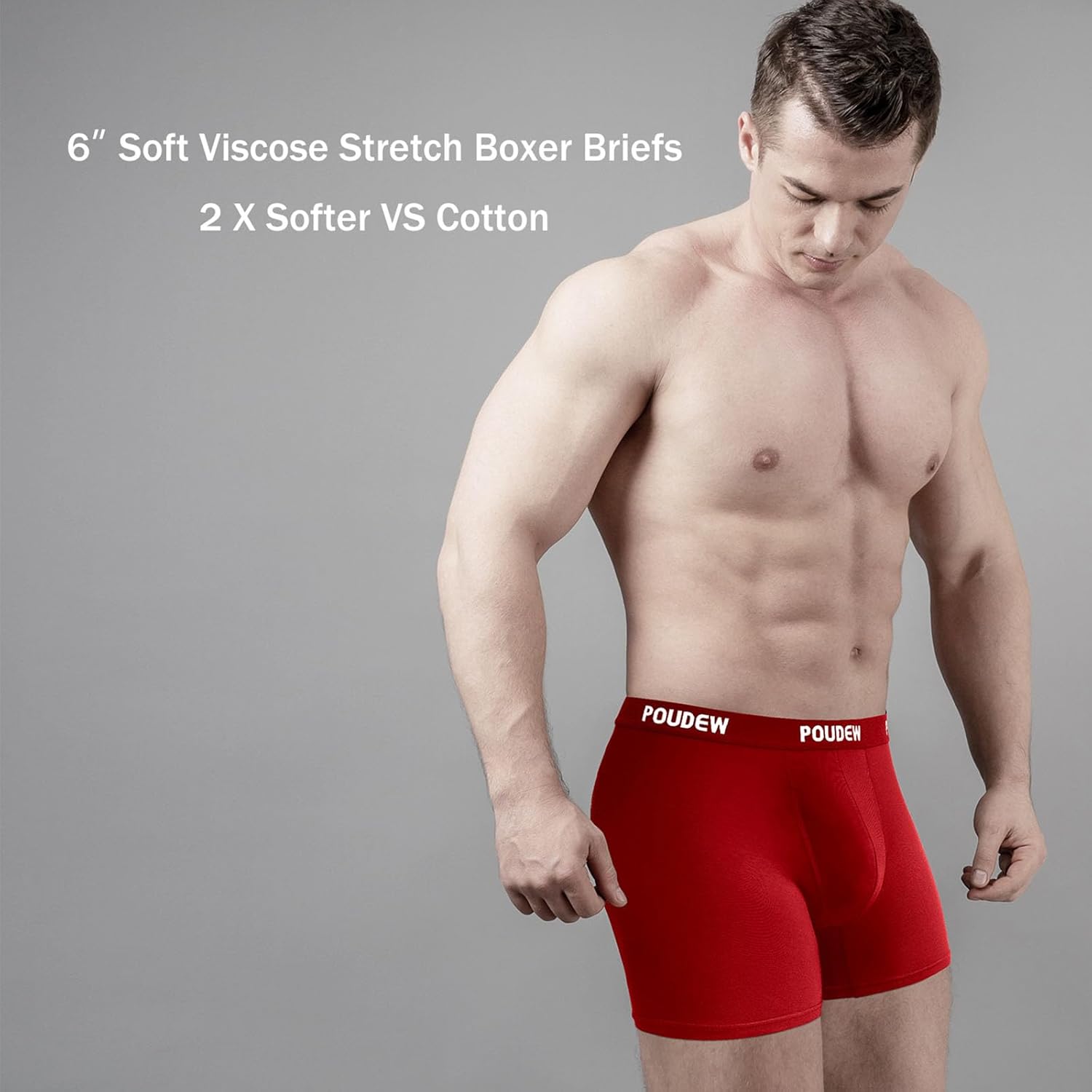 Men's Breathable Viscose Moisture Wicking No Roll Waistband Tagless Underwear Boxer Briefs, Pack of 5 - Image 3