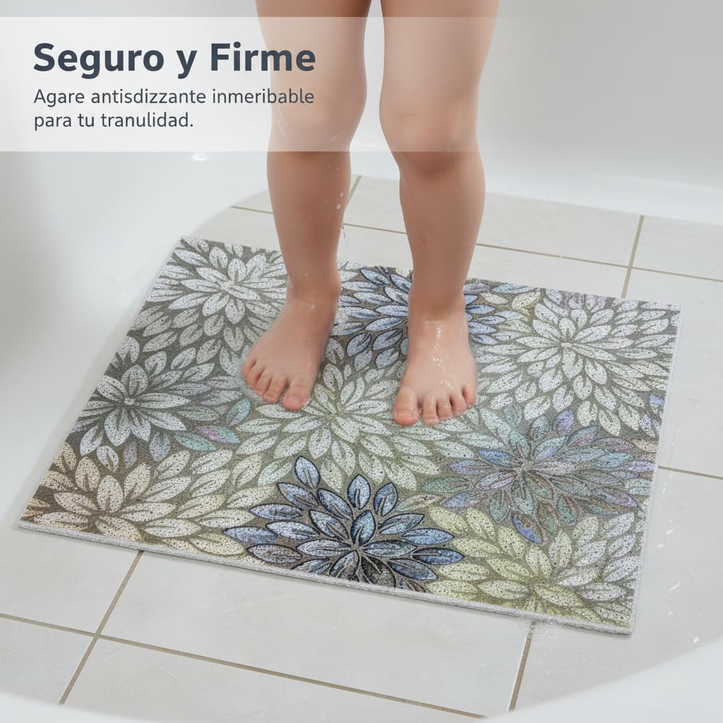 Tappetino da Bagno in PVC Antiscivolo, 60x90cm (Anello cavo) | Superficie lavabile, Tappeto Funzionale, doccia, Per amanti del design
