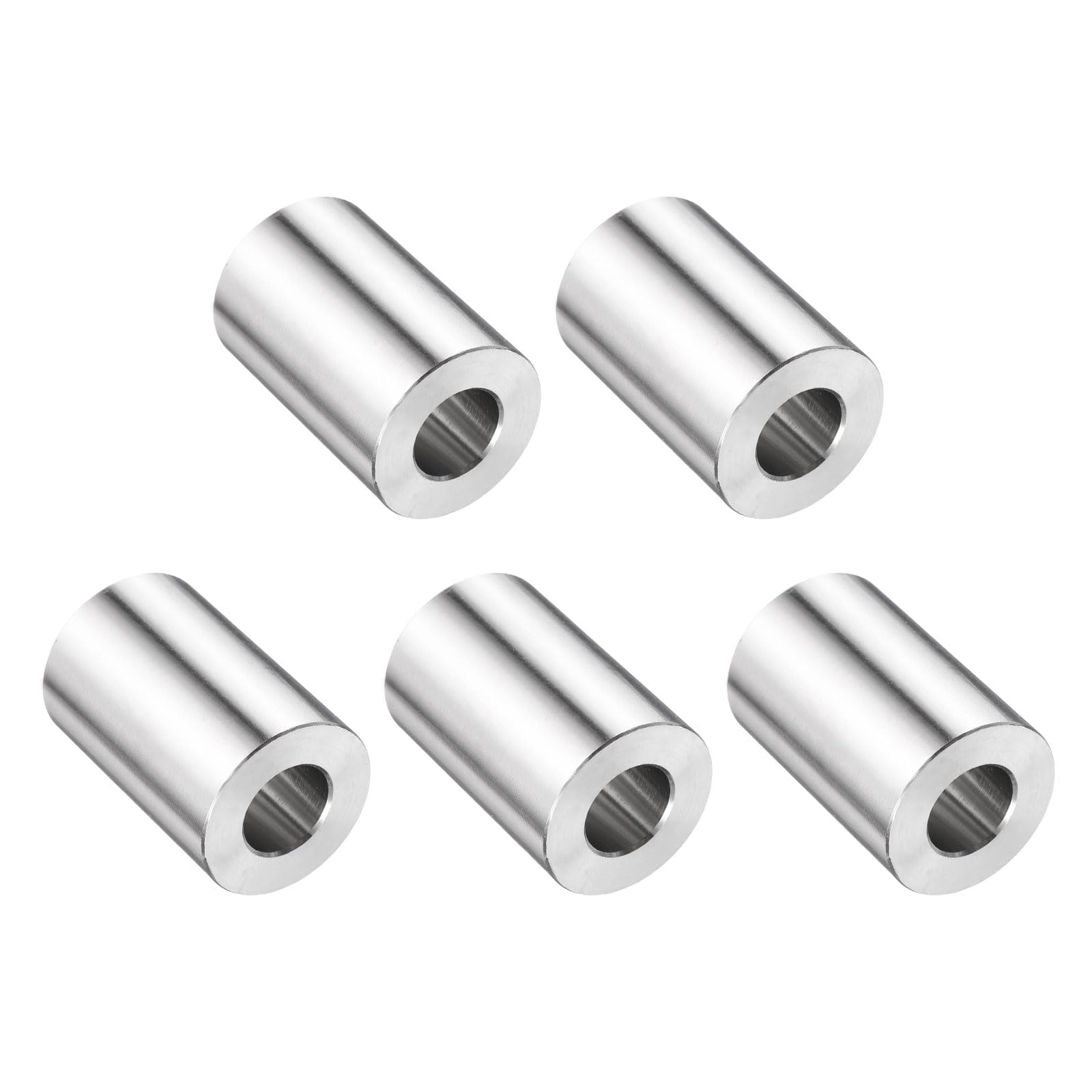 uxcell 5pcs Stainless Steel Spacer 1/2" Bore x 1" OD x 1-1/2" Length Screw Bushing Plain Finish Round Metal Spacer for M12 Screws Bolts and Rods