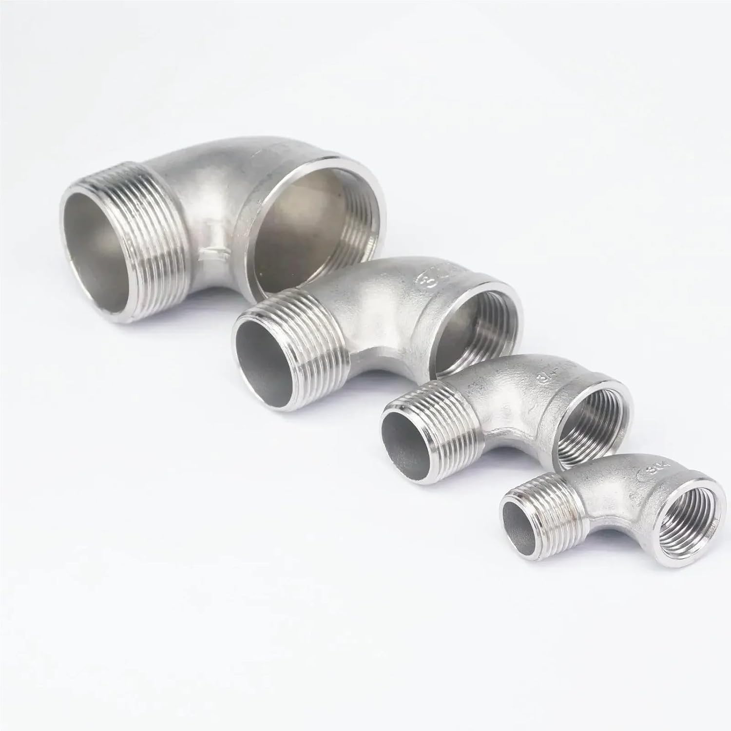 1PC 1/8" 1/4" 3/8" 1/2" 3/4" 1" 2" BSPT Female to Male 304 Stainless Steel 90 Degree Elbow Connector Pipe Fitting(1")
