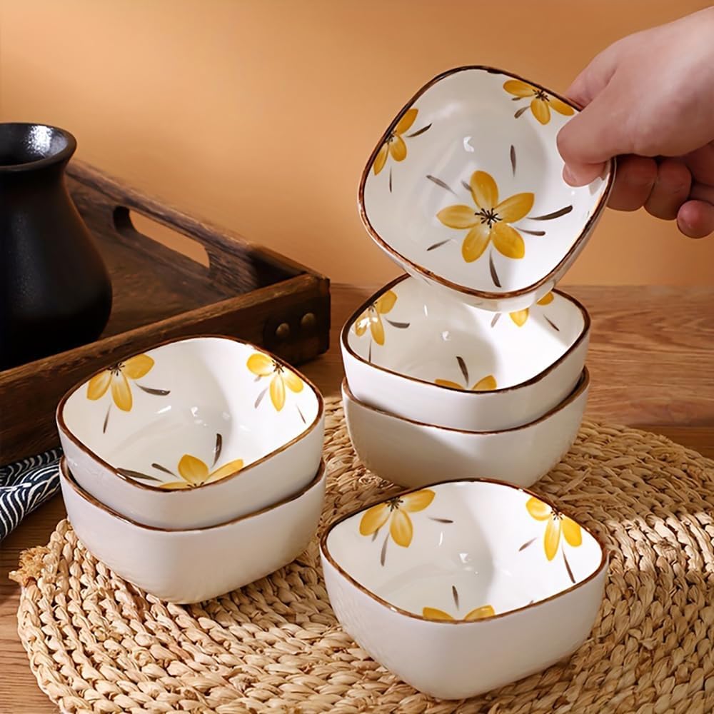 Netram Store Porcelain Dinner Plates Set with Seasoning Dish and Ceramic Dipping Bowls Traditional Japanese Style for Pasta Cake Salad Dessert Serving (9.4 cm *4.5 cm - Pack of 8) 1