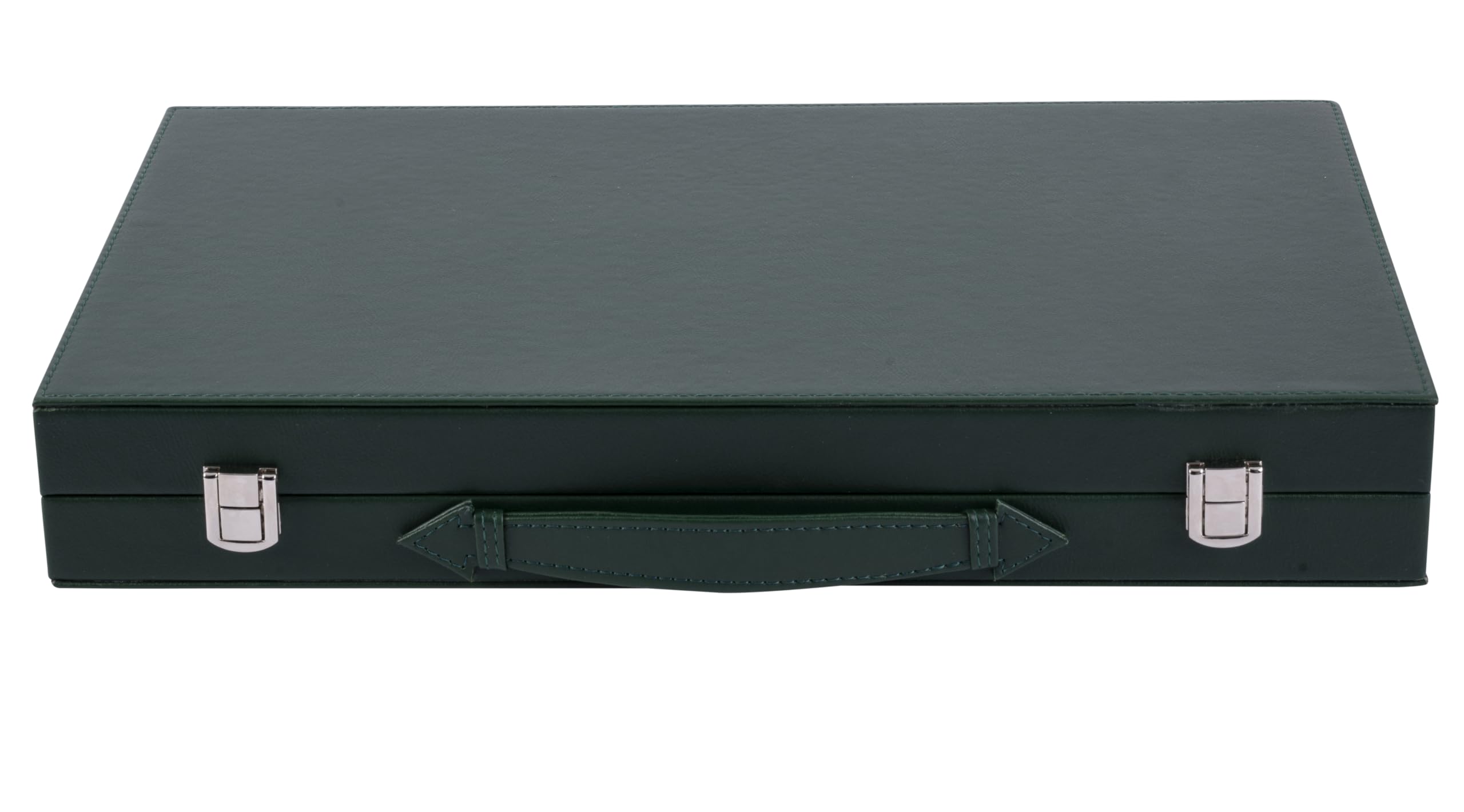 Engelhart - 250529 - Backgammon Deluxe de 15 Pulgadas - 38 cm - Juego de Backgammon de Fieltro con Incrustaciones - Piedras de Perlas y Dados - Verde/Negro/Blanco