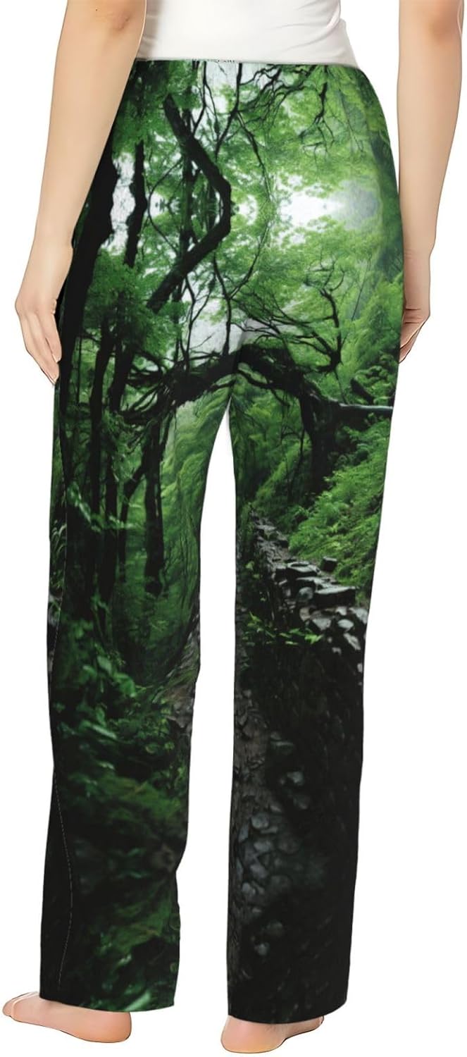 Tree Art Print Cozy Christmas Pajama Pants,Flannel Pajama Bottoms,Cater To Various Body Types