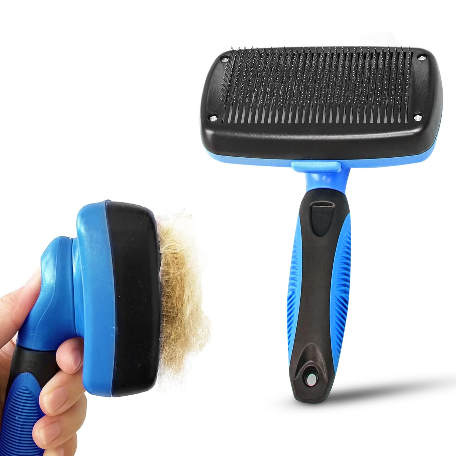 MisFun Cepillo para Gatos, Cepillo Perro, Cepillo Quitapelos Mascotas, Quitapelos Mascotas Antiestres, Quitar Pelo Muerto, Ergonómico, para Perros, Gatos, Conejos de Pelo Corto y Largo (17x10cm)