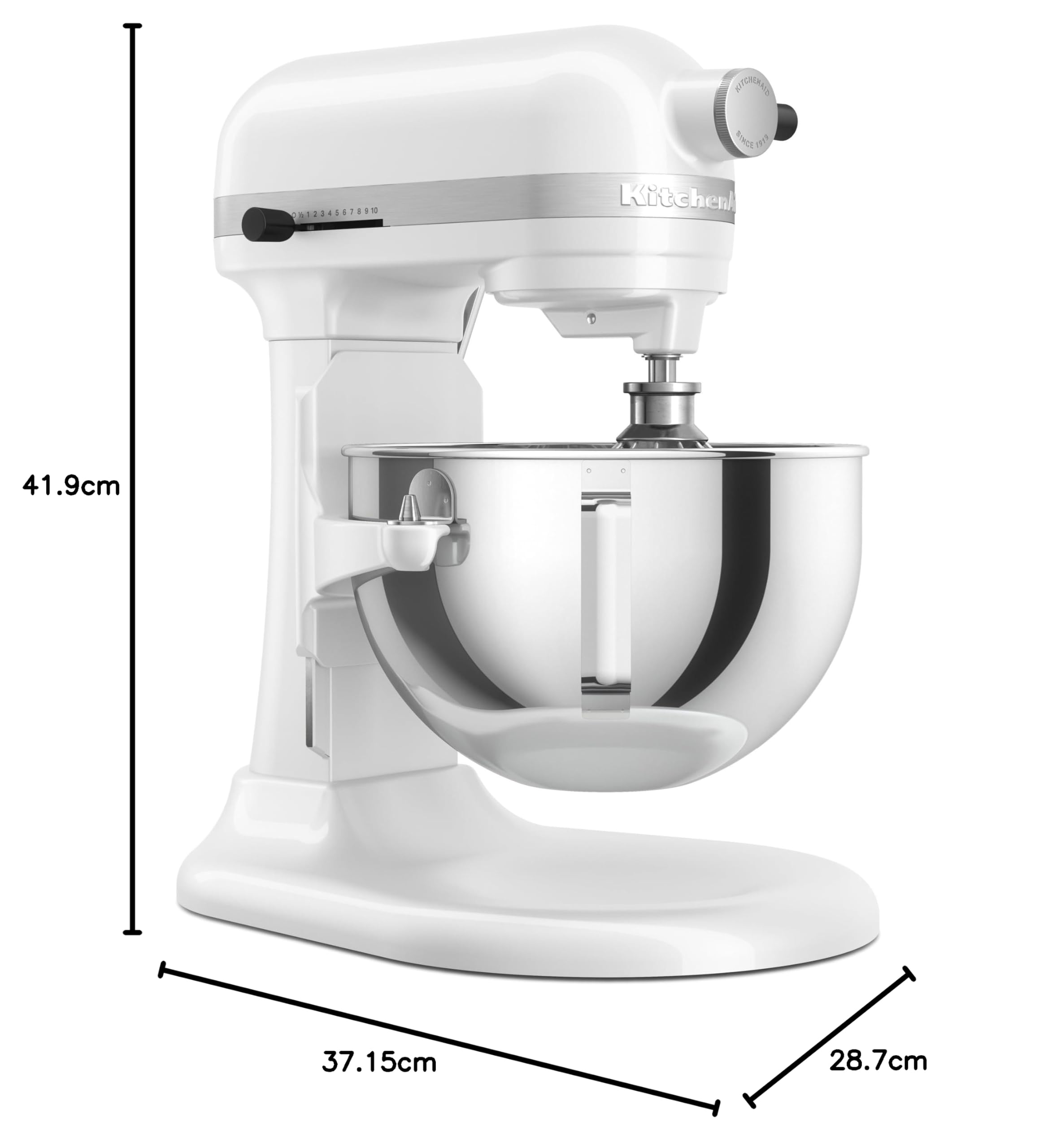 KitchenAid Planetaria Heavy Duty Bowl-Lift 5.2L, Corpo & Ingranaggi in Metallo, 11 Velocità con Avvio Morbido, Flex Edge Beater, 67 Punti Contatto, Bianco