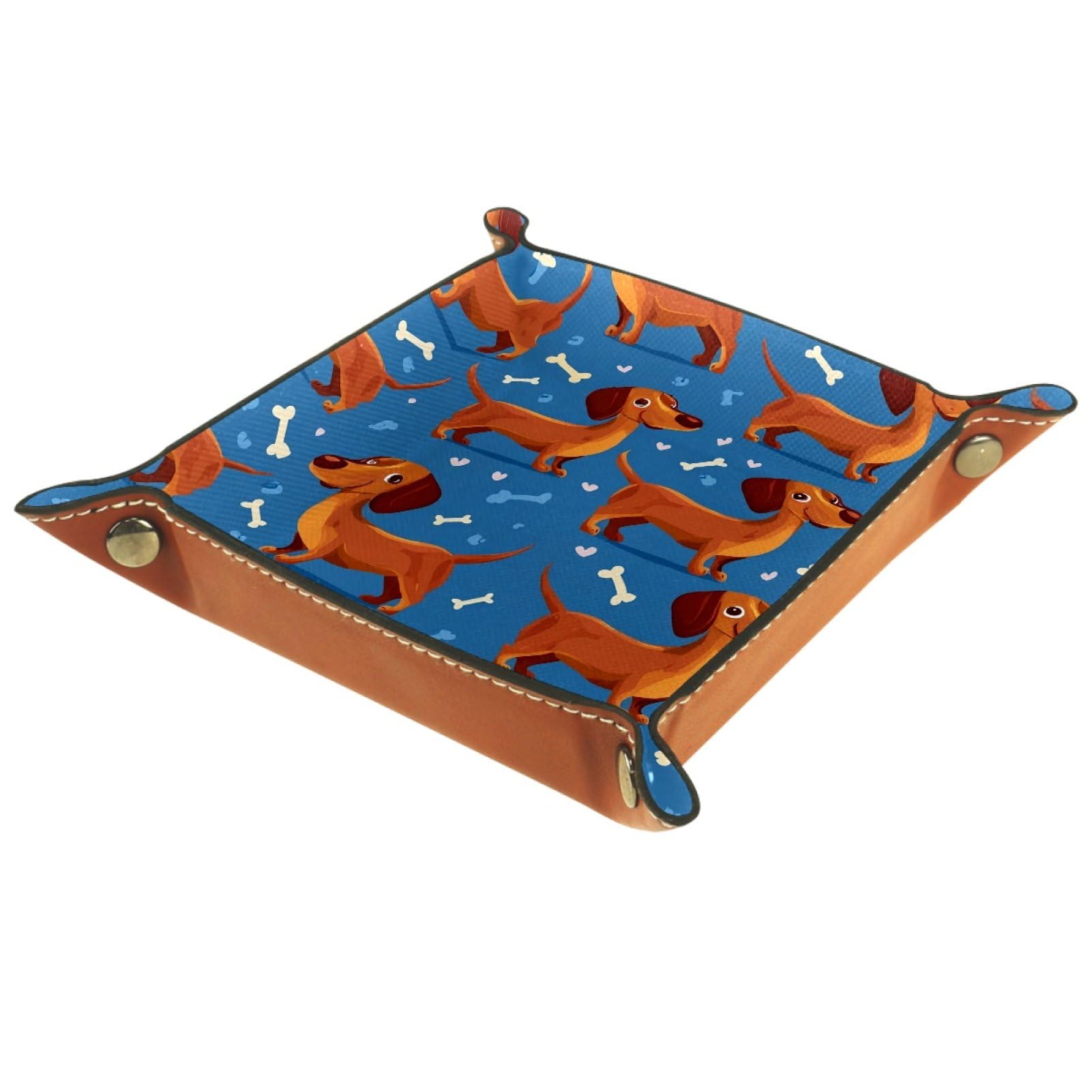 VAPOKF Dachshund Dice Trays Quadrilateral Dice Folding Tray Microfiber Leather Holder for Table Games RPG DND, 20.5 × 20.5 cm