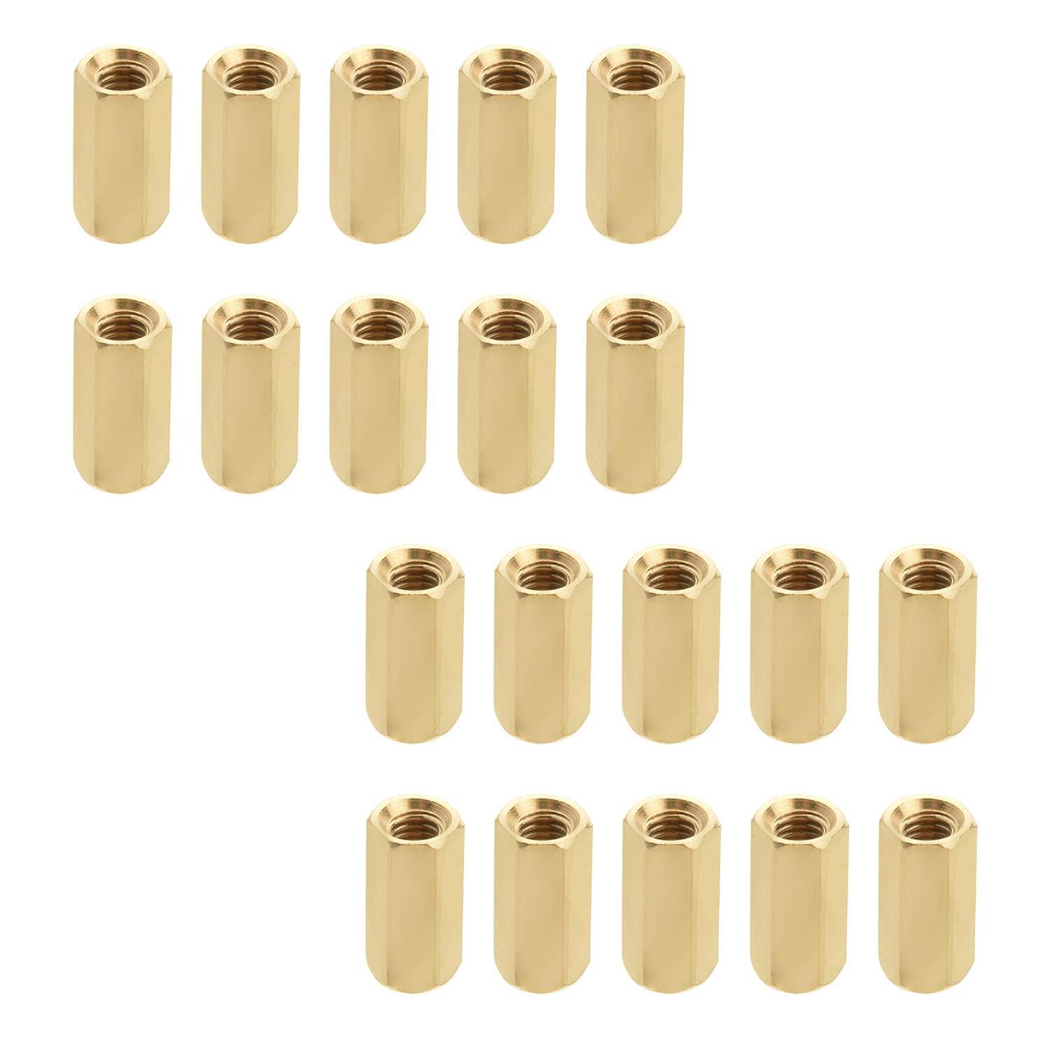 MroMax Hex Coupling Nuts,M3 x 10mm Brass Metric Long Rod Nuts Silver 100Pcs-picture-12