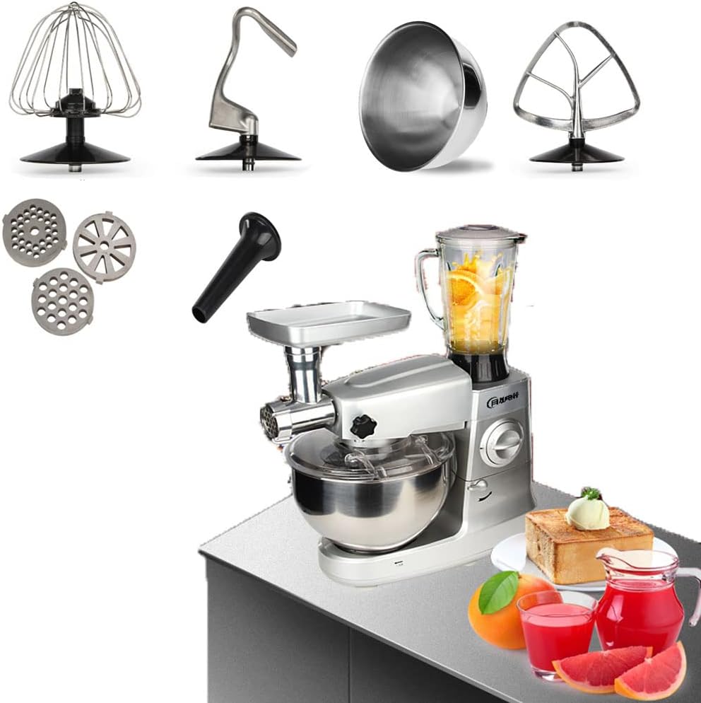 Mixers Kitchen Electric Stand Mixer Automatic Egg Beater, Dough Mixer, Meat Grinder, Juice Blender Multifunctional Home Electric Mixer With 5.3QT Stainless Steel Bowl (5.3QT)
