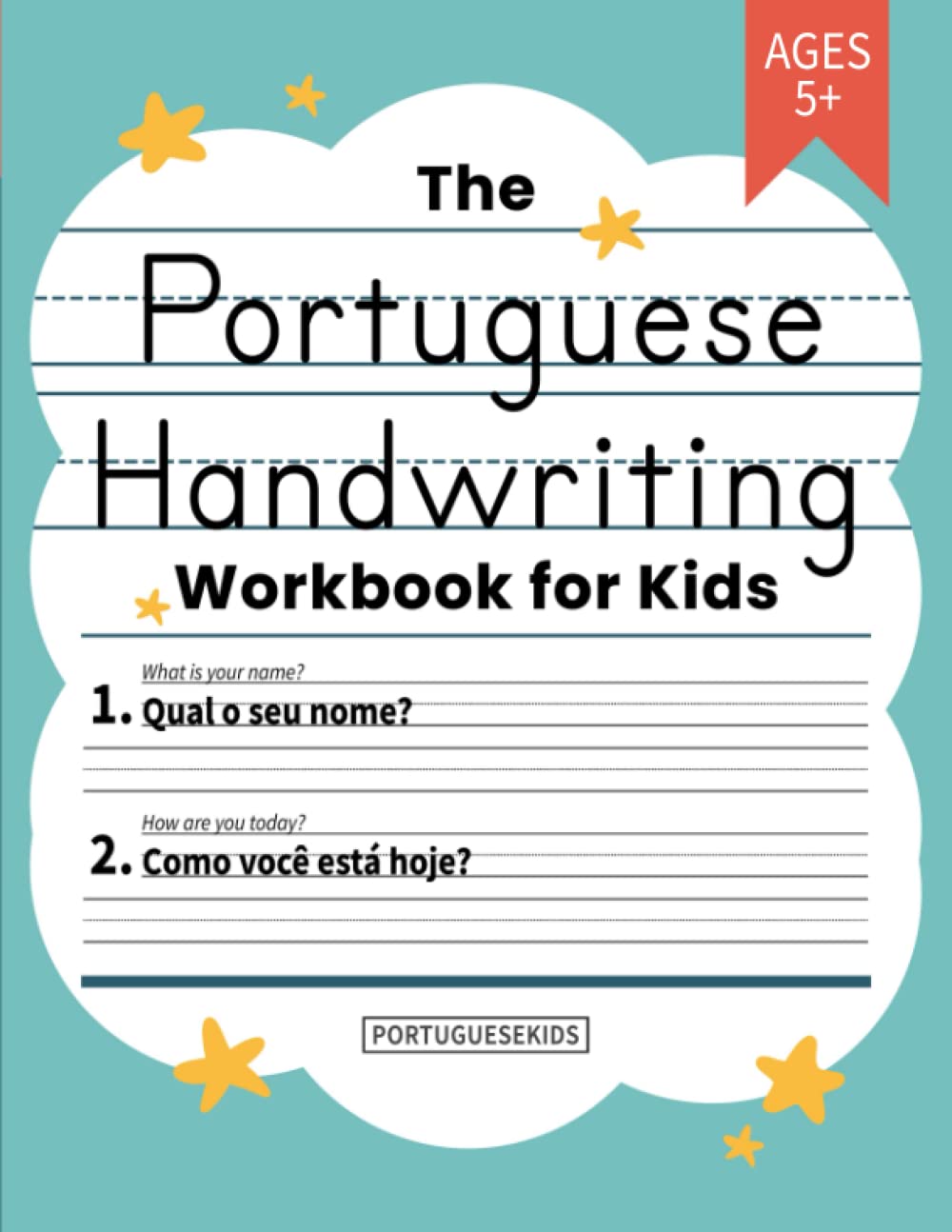 Portuguese Handwriting Practice Book for Kids Bilingual Language
