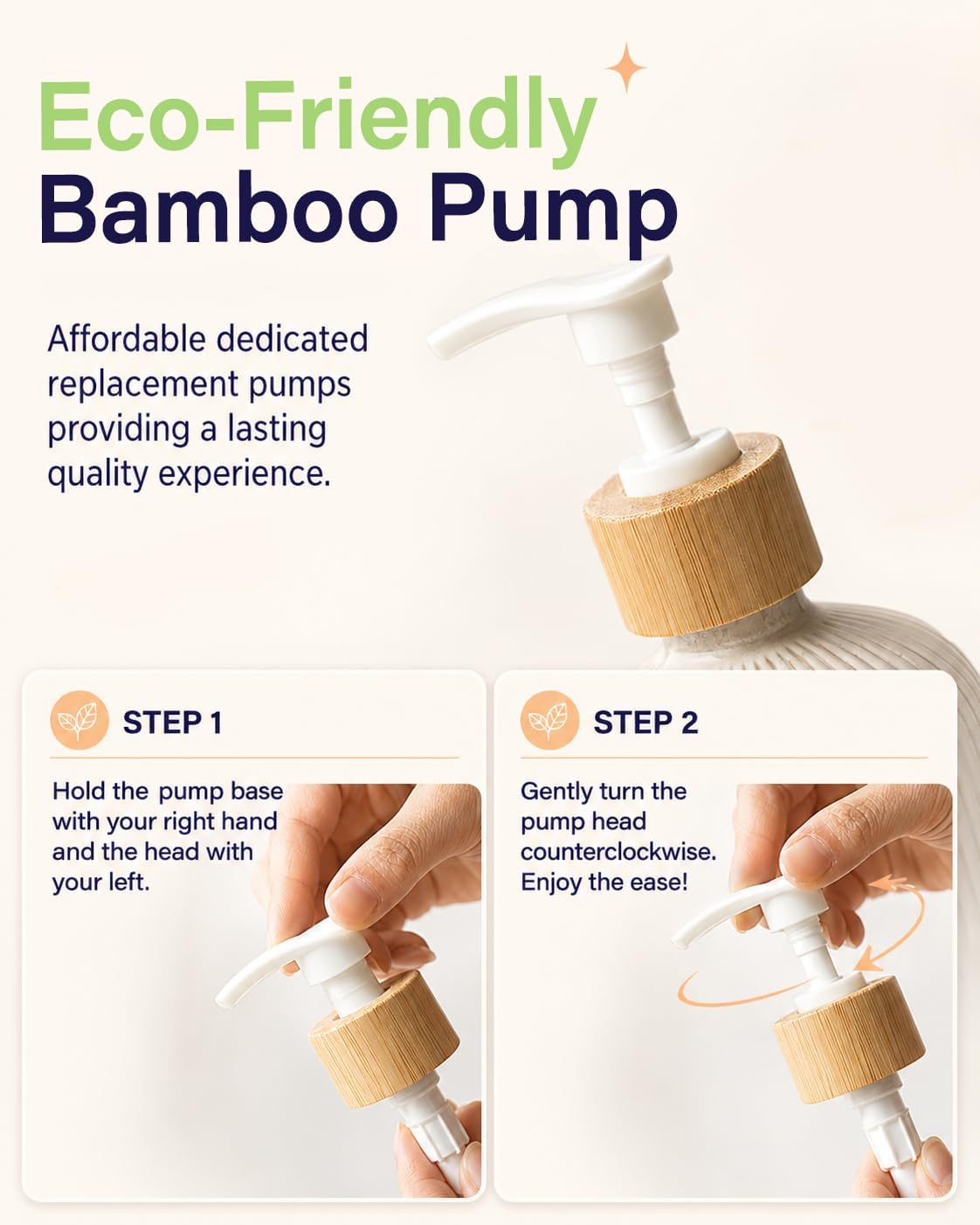 Getstar Hand and Dish Soap Dispenser Set, Ceramic Soap Dispenser for Bathroom and Kitchen with Rust Proof Pump and Bamboo Tray, Set of 2