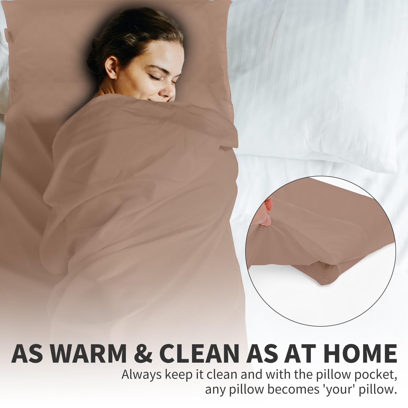 JAICOM Doublure de sac de couchage – Drap de voyage et sac de couchage pour adulte, drap de voyage léger pour camping, hôtel et auberge, extérieur