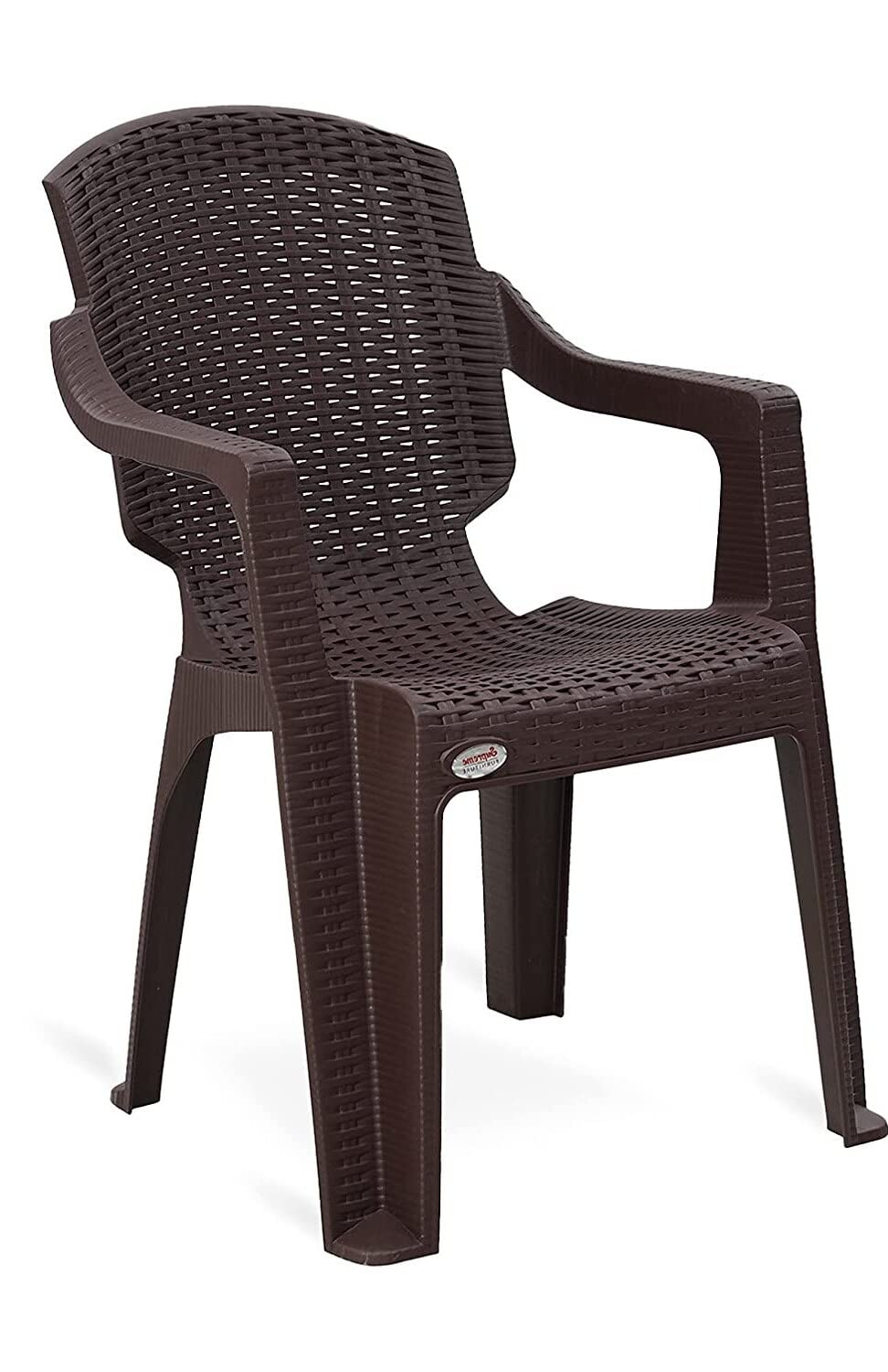HomiQ Supreme Mark Designer Rattan Finish Designer Plastic Chair for Home, Garden, Indoor&Outdoor Plastic Use|Color: Globus Brown; Set of 2 Chair 2