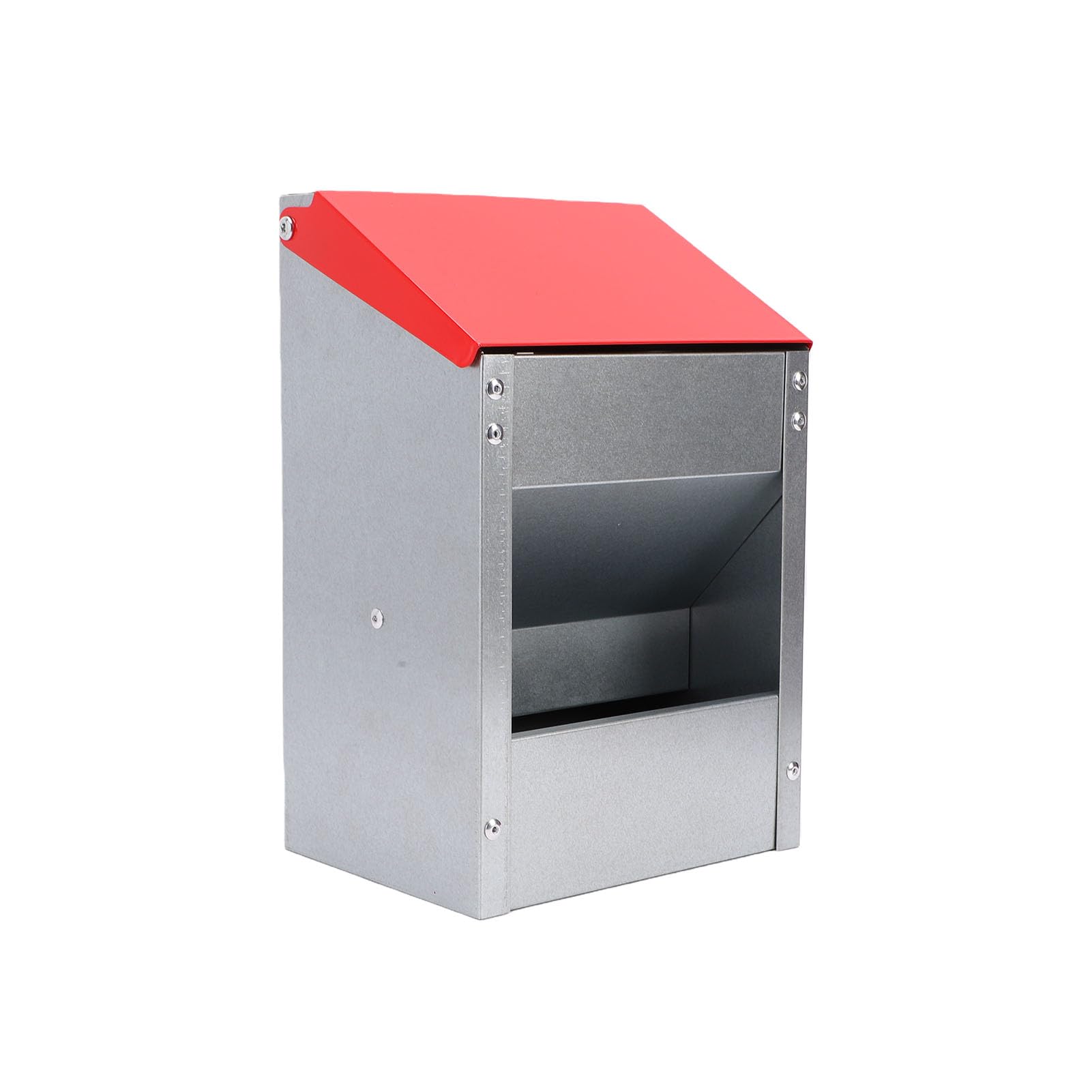 Naroote Comedero para Pollos Galvanizado para Cocina Al Aire Libre, Capacidad de 10 Libras |Comedero para Aves de Corral Resistente a la Intemperie, Montaje en Pared, sin Desperdicio, Galvanizado y