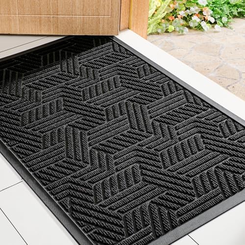 Mibao Front Door Mat Outside Entrance, Durable Outdoor Indoor Mat, Low Profile Heavy Duty Doormat, Non-Slip, Traps Dirt and Moisture, Easy Clean Patio Porch Entryway Mat, 29.5