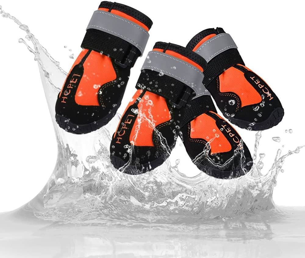 KUTKUT Dog Rain Boots Waterproof Dog Shoes with Reflective Rugged Anti-Slip Sole and Skid-Proof, Dog Shoes for Hot Pavement, Heat Resistant Dog Booties for Medium Large Dogs (Orange: Size: 6) (B0B9S9BR6B) Amazon Price History, Amazon Price Tracker