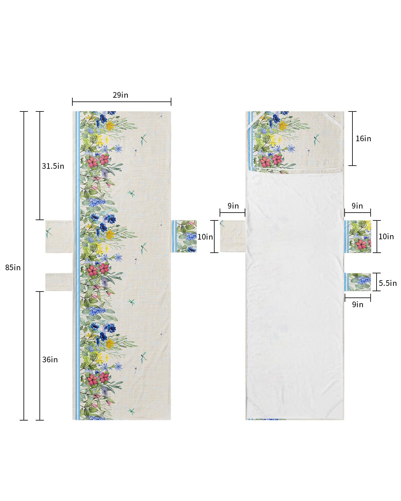 Pastoral Botanical Beach Lounge Chair Towel Cover, Soft Chaise Lounge Towel with Side Pockets Patio Pool Chairs Cover for Beach/Pool Sunbathing 29x85 Rustic Spring Floral Summer Dragonfly