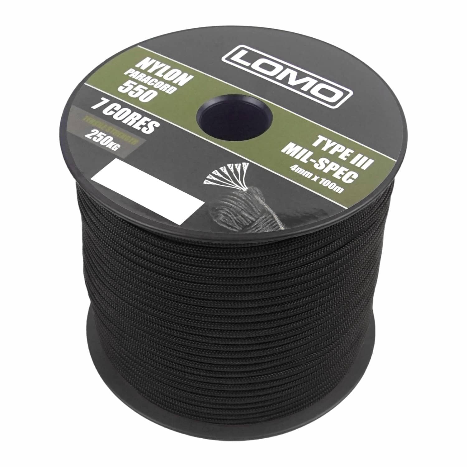 Lomo Paracord 7 Strand 550 - 100m Black