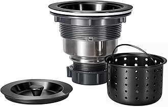 KONE Kitchen Sink Drain 3-1/2 Inch Black Sink Drain Assembly Kit, Removable Deep Sink Strainer Basket with Sink Stopper/Sealing Lid for Home, Kitchen, Stainless Steel