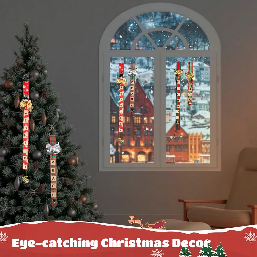 Kit de décoration de Noël à faire soi-même : créez vos propres décorations de vacances avec des rubans, des cloches et des carreaux de lettres