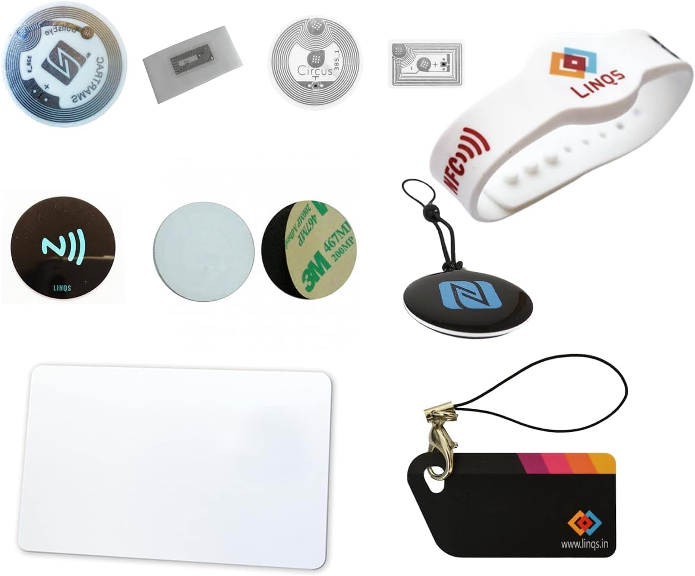 LINQS - RFID/NFC Developer Pro Kit | NXP NTAG210, NXP NTAG213, NXP NTAG215, NTAG126 Chips in Jelly Tag, Wristband, Card, Band & Sticker Form Factors!