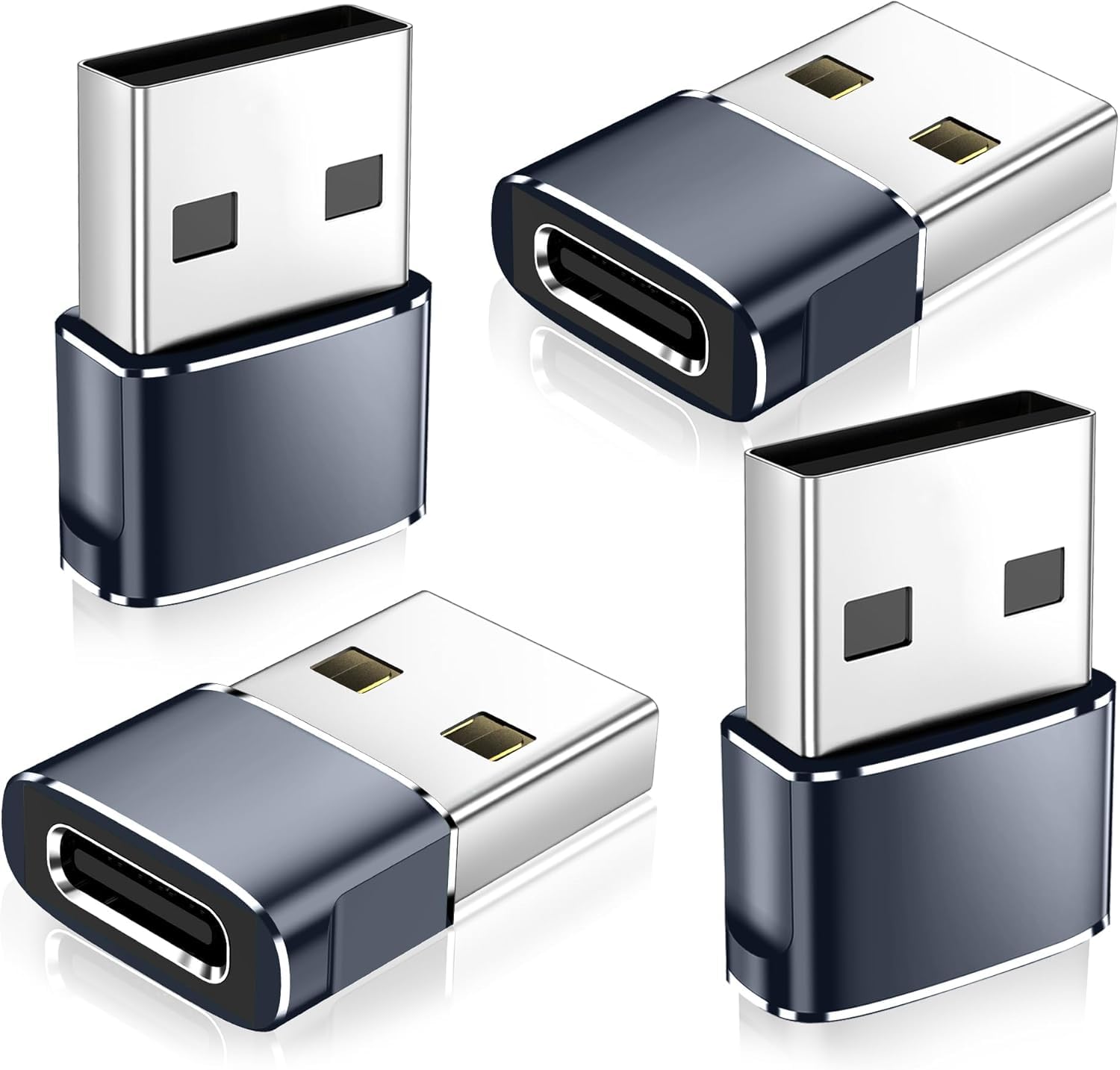 rts USB C Female to USB Male Adapter 4-Pack, Type C to USB A Charger Cable Converter, Compatible with iPhone 17 16 15 14 13 12 11 Pro Plus Max, iPad Pro Air 4 Mini 6, Samsung Galaxy S25 S24 S23 S22