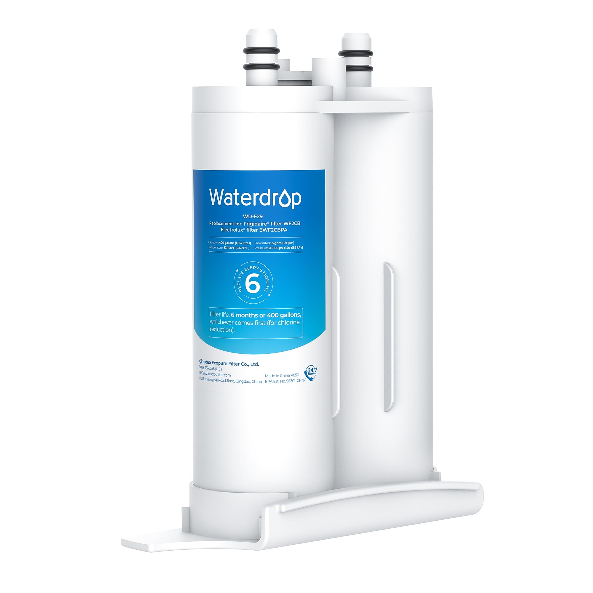 Waterdrop Refrigerator Water Filter, Compatible with WF2CB, NGFC2000, FC100, 9916, 469916, EWF2CBPA