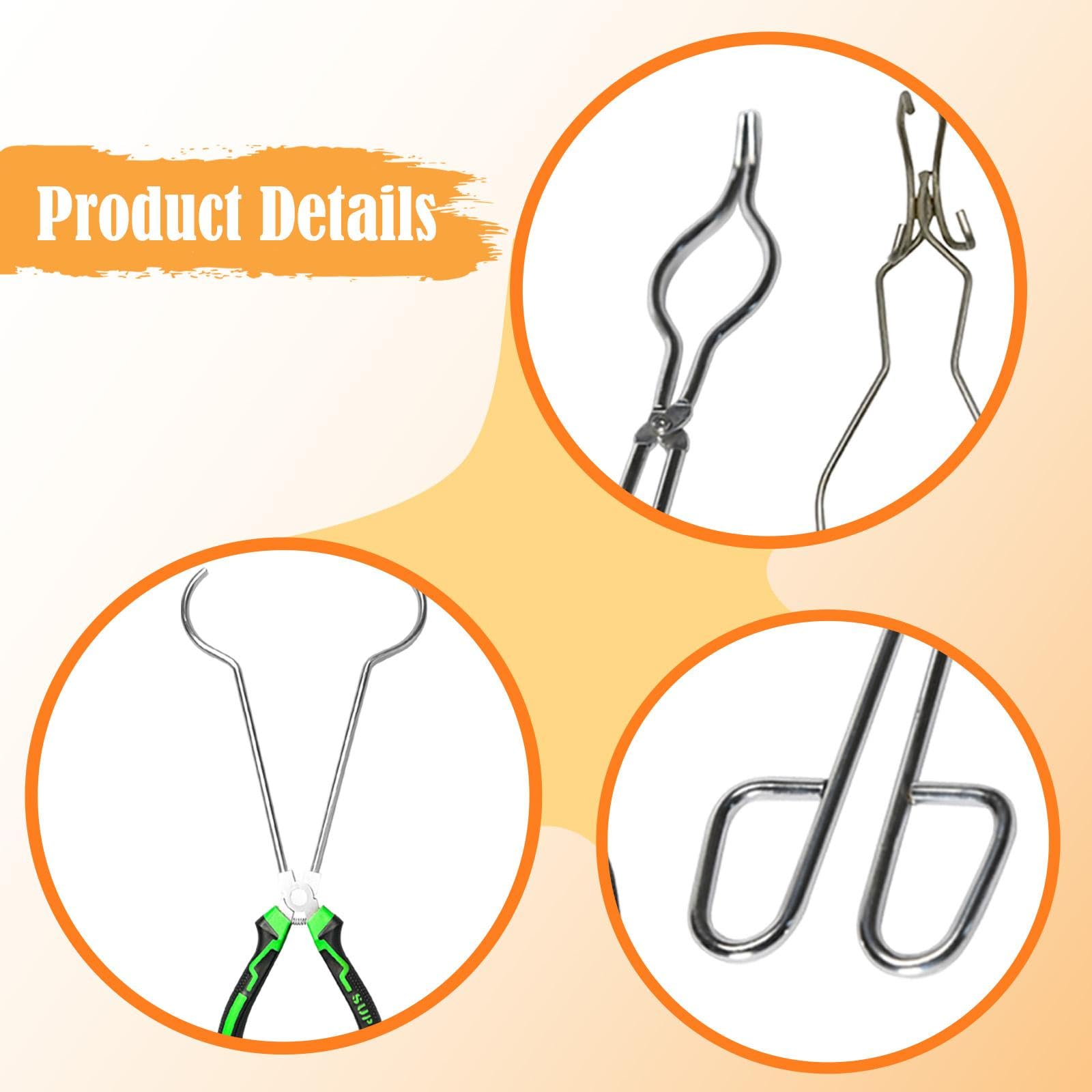 rockible Set di 3 pinze per crogiolo per la Fusione dei Metalli, ergonomiche, Resistenti e pratiche, Ideali per la creazione di Gioielli.