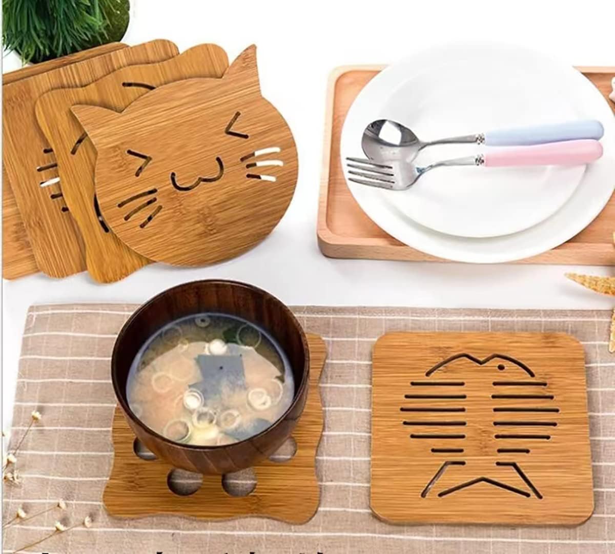 Kolorful Wooden Coasters Home Pan Pot Holder for Dining Table Wooden Coasters for Home Pan Pot Holder for Dining Table Durable, Water-Resistant, Sustainable Table Protection (9) 3
