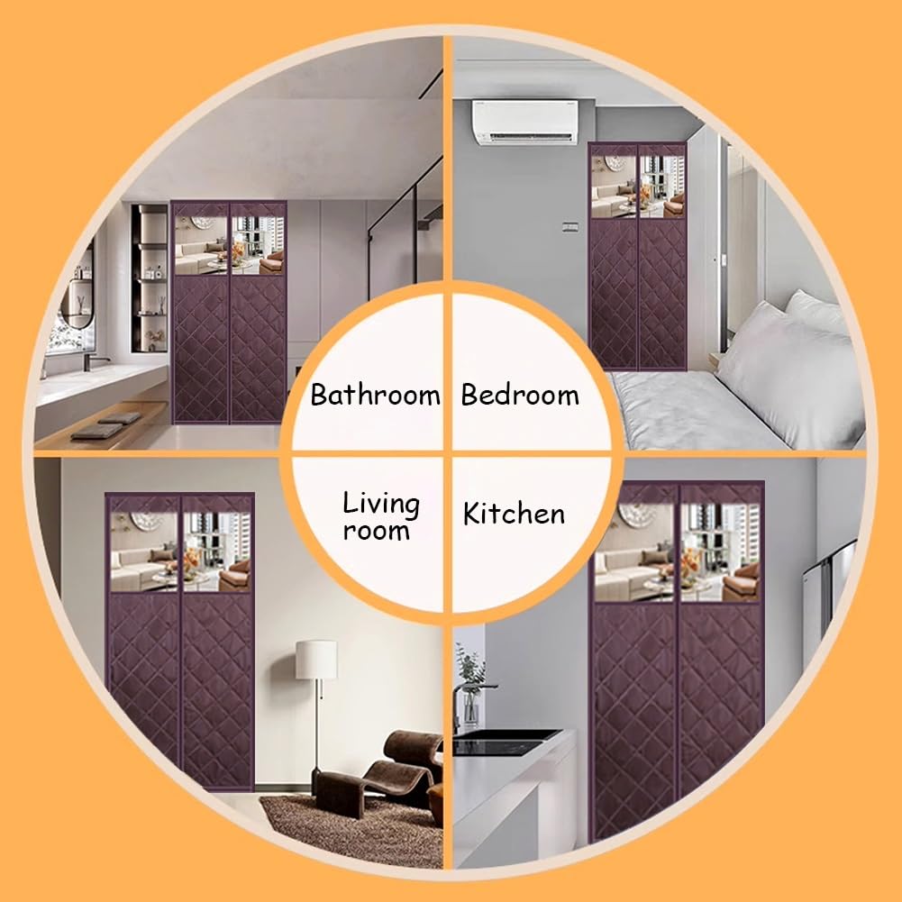 Copertura magnetica termica per porta, isolamento termico in materiale Oxford resistente alle intemperie per l'inverno, finestra trasparente per tenere fuori l'aria fredda, porta d'ingresso di casa