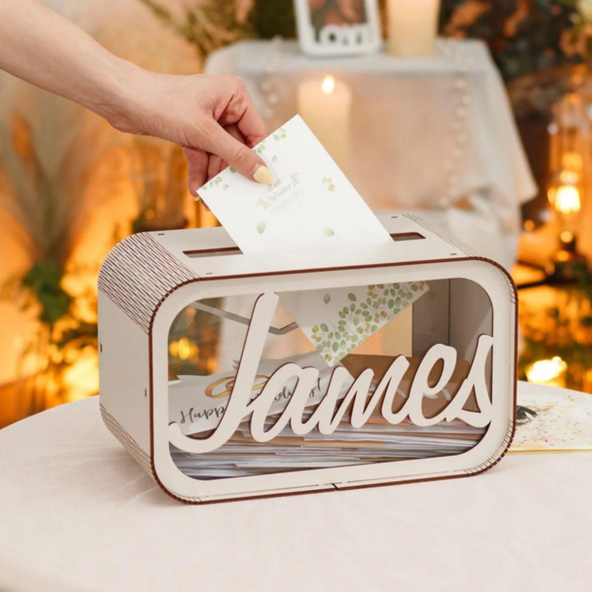 Caja de madera para Tarjetas de Boda personalizada - Caja de Tarjeta de Boda Buzón de Sobres - Caja de Madera para Sobres de Boda