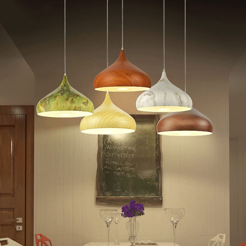 Lampada A Sospensione Vintage Regolabile In Metallo Effetto Legno