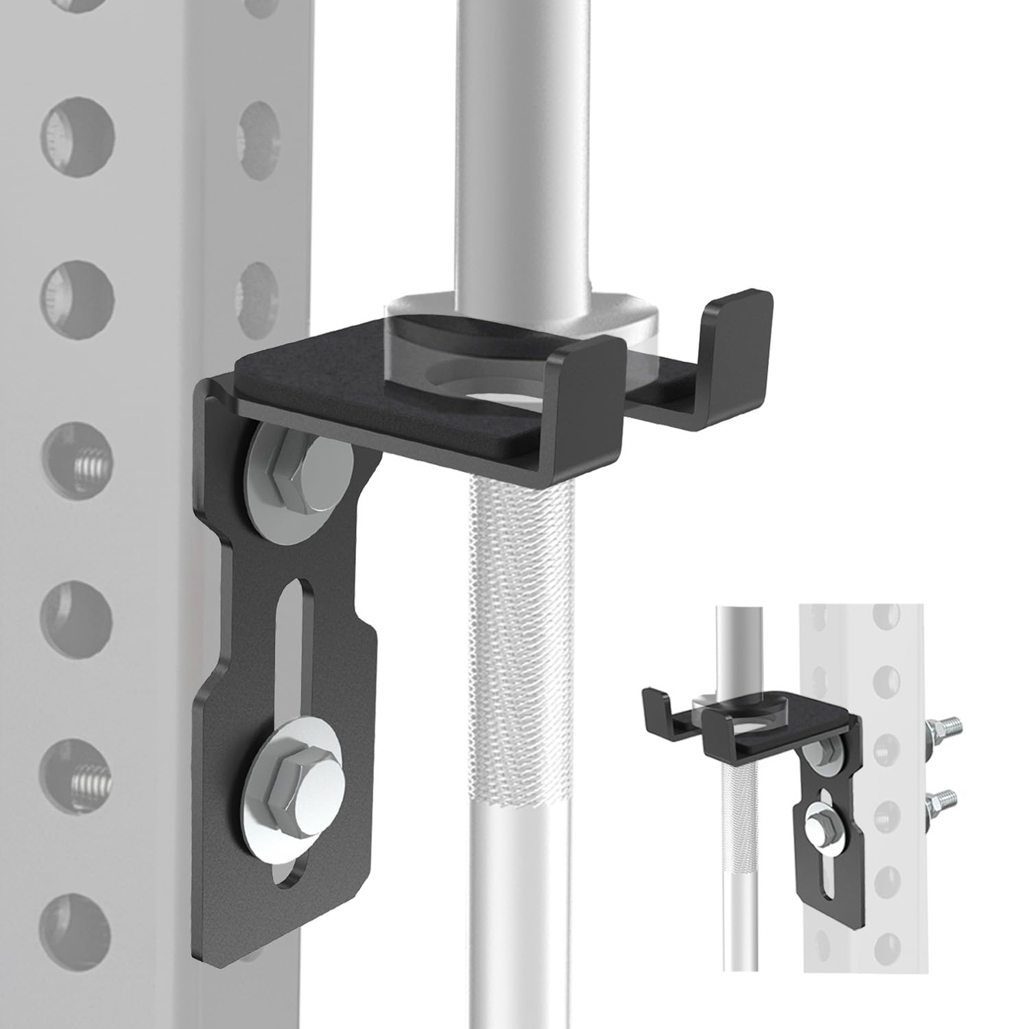 J Bryant Support d'haltères universel monté en rack, compatible avec les racks d'alimentation de 2 x 2, 2 x 3, 3 x 3, compatible avec trous de 16 à 25 mm (5/8 "– 1"), vis de verrouillage manuelle M14