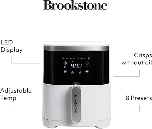 Miniatura 2 de Brookstone Freidora de aire Freidora de gran capacidad de 4.5 cuartos de galón, 1300 W con pantalla LED, 8 preajustes, temperatura ajustable,