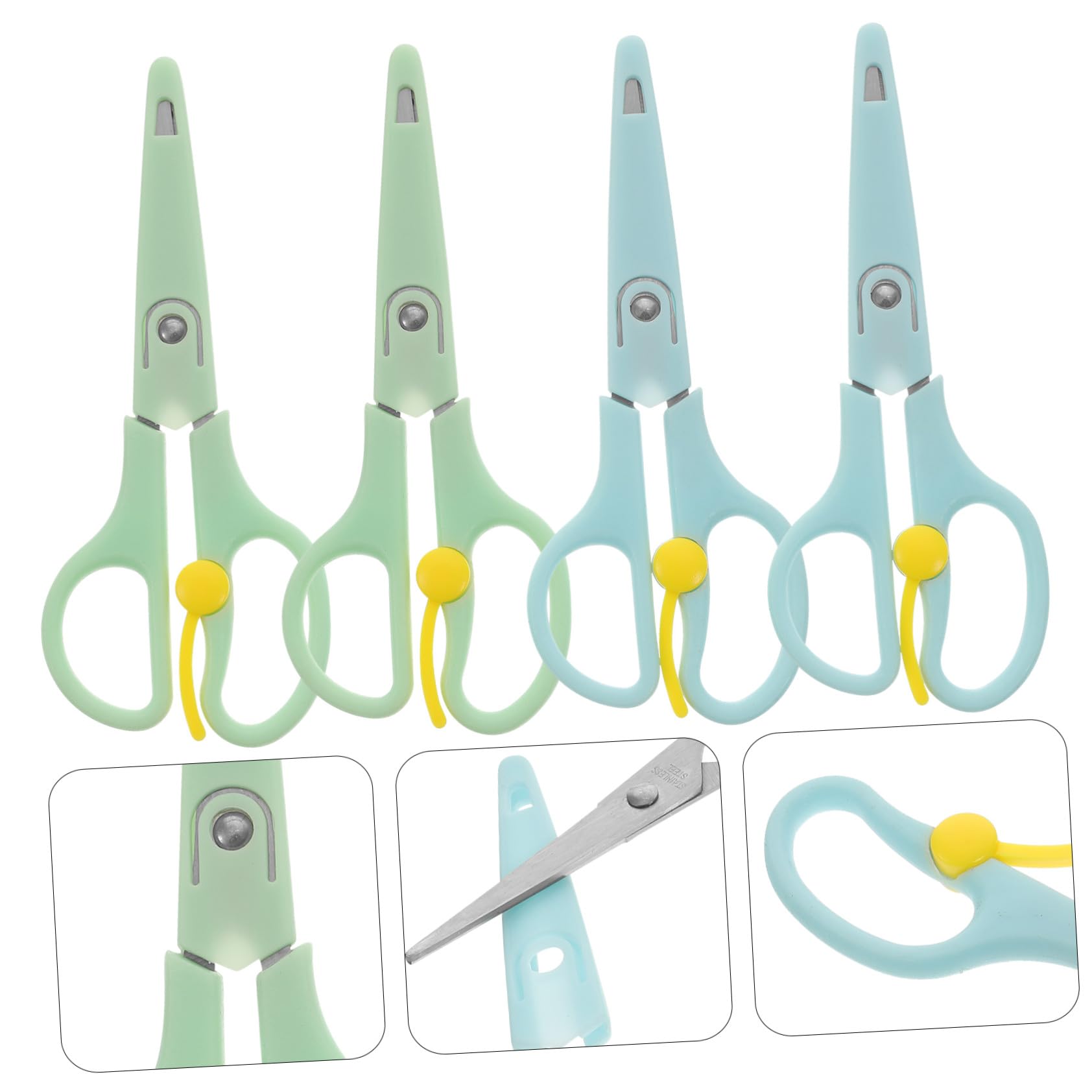 Angoily 16 Pièces Ciseaux de Sécurité pour Garçon Fille Acier Inoxydable Ciseaux à Bouts Ronds Ergonomiques Adaptés Aux Garçons et Filles pour Découpage Papier Bricolage et Scrapbooking