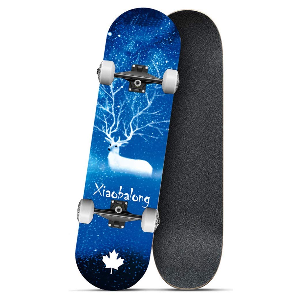 LZY YEENUO Tabla de Skate de 31 Pulgadas Tabla Corta Completa Tabla de Skate de Doble Patada Crucero para Adolescentes Principiantes Niñas Niños Niños Adultos, Monopatín de Madera de Arce de 8 Capas