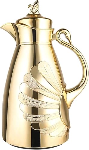 Jarra térmica al vacío, jarra de café aisladabotella térmica de acero al vacío, 1 litro, forro de vidrio, para café, agua caliente, té, bebidas